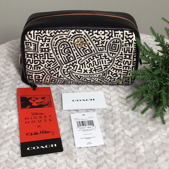🎀 Coach x Disney Keith Haring Mickey Mouse cosmetic bag - Picture 1 of 8